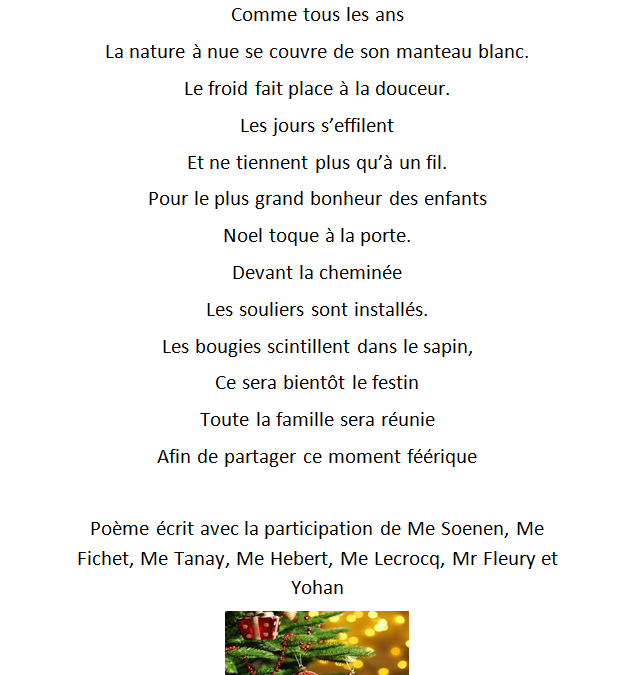 À l’aide de Yohan DUHAMEL, animateur, les résidents du Shamrock ont rédigé lors d’un atelier écriture, deux poèmes sur l’automne et l’hiver.