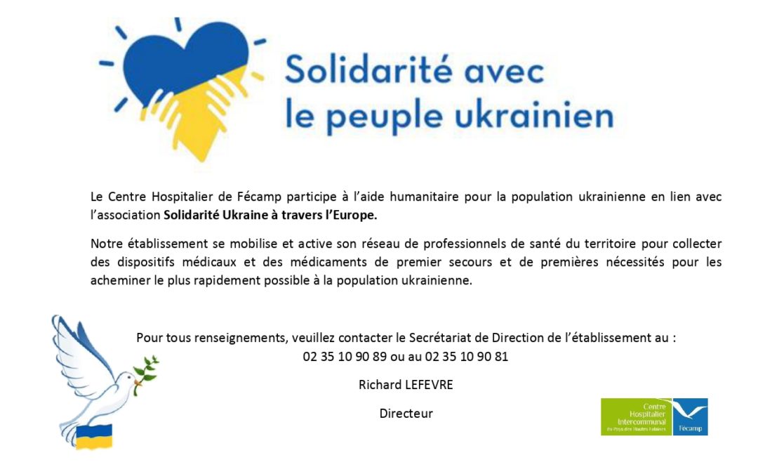 Le Centre Hospitalier de Fécamp participe à l’aide humanitaire pour la population ukrainienne en lien avec l’association Solidarité Ukraine à travers l’Europe.  https://ate-solidarite-ukraine.org/  🙌🇺🇦